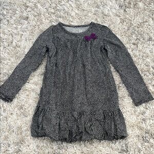 Black and White Polka Dot Dress with Purple Bow